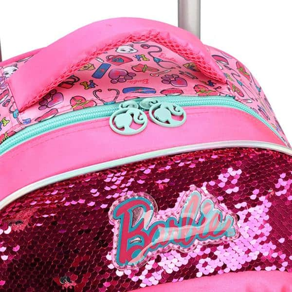 Mochila Escolar Infantil de Rodinhas Barbie Mattel em Poliéster Luxcel - PT 1 UN