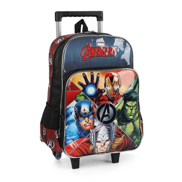 Mochila Escolar Infantil de Rodinhas Vingadores Avengers Marvel em Poliéster Luxcel - PT 1 UN