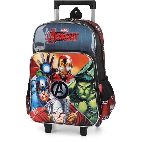 Mochila Escolar Infantil de Rodinhas Marvel Vingadores Avengers em Poliéster Luxcel - PT 1 UN