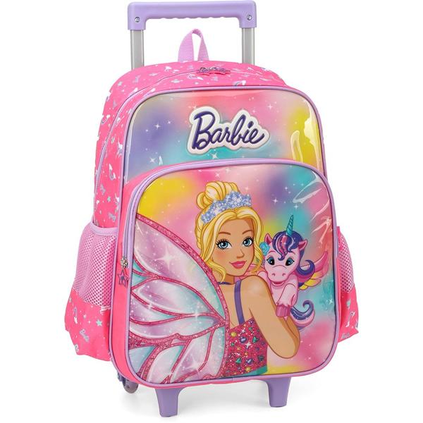 Mochila Escolar Infantil de Rodinhas Barbie Mattel em Poliéster Luxcel - PT 1 UN