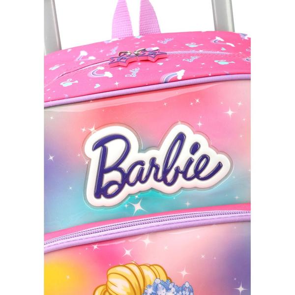 Mochila Escolar Infantil de Rodinhas Barbie Mattel em Poliéster Luxcel - PT 1 UN