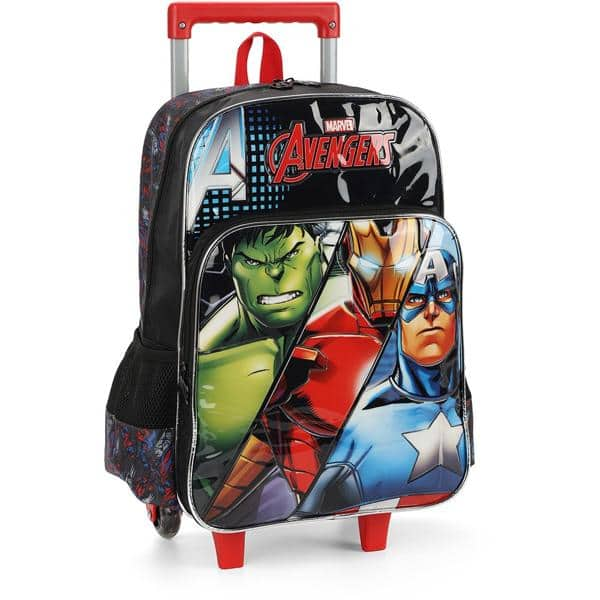 Mochila Escolar Infantil de Rodinhas Vingadores Avengers Marvel em Poliéster Luxcel - PT 1 UN