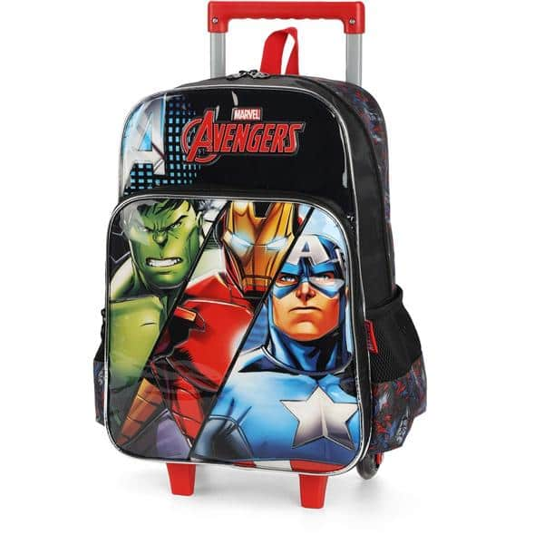 Mochila Escolar Infantil de Rodinhas Vingadores Avengers Marvel em Poliéster Luxcel - PT 1 UN