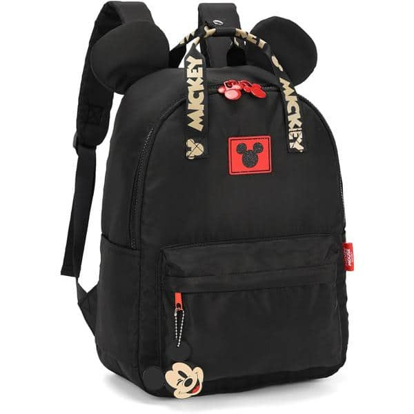 Mochila Escolar, Poliéster, Mickey Disney, Preto, Luxcel - PT 1 UN