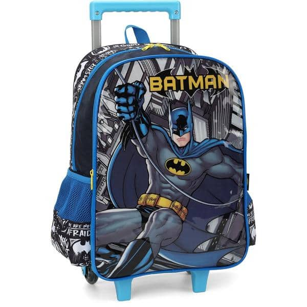 Mochila Escolar Infantil de Rodinhas DC Batman em Poliéster Luxcel - PT 1 UN