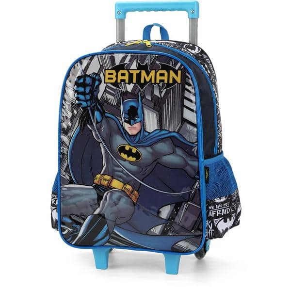 Mochila Escolar Infantil de Rodinhas DC Batman em Poliéster Luxcel - PT 1 UN