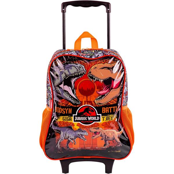 Mochila Escolar Infantil de Rodinhas Jurassic World O Mundo dos Dinossauros Sestini - PT 1 UN