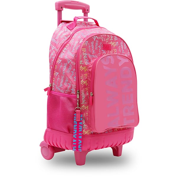 Mochila escolar com rodas, Rosa, Happy-Time - PT 1 UN