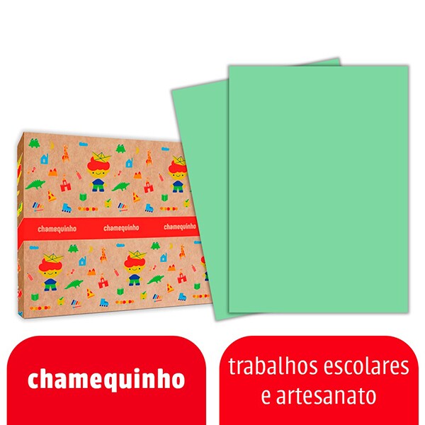 Cartolina 120g, 50 x 66 cm, Verde, Chamequinho - PT 100 UN