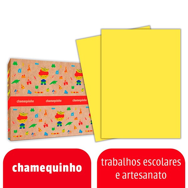 Cartolina 140g, 50 x 66 cm, Amarela, Chamequinho - PT 100 UN