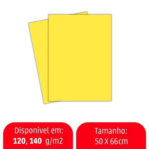 Cartolina 140g, 50 x 66 cm, Amarela, Chamequinho - PT 100 UN