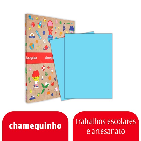 Cartolina 120g, 50 x 66 cm, Azul, Chamequinho - PT 100 UN