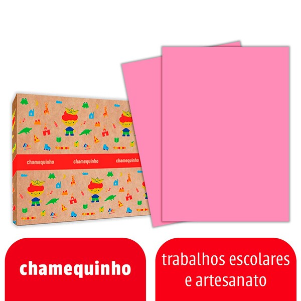 Cartolina 120g, 50 x 66 cm, Rosa, Chamequinho - PT 100 UN