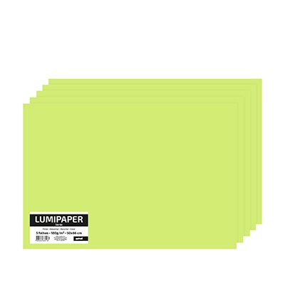 Papel Lumipaper fluoresc. 180g 50x66 vd limão 66116 Spiral Lumi PT 5 FL