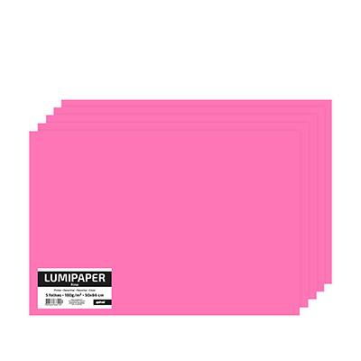 Papel Lumipaper fluorescente 180g 50x66 rosa pink 66109 Spiral Lumi PT 5 UN