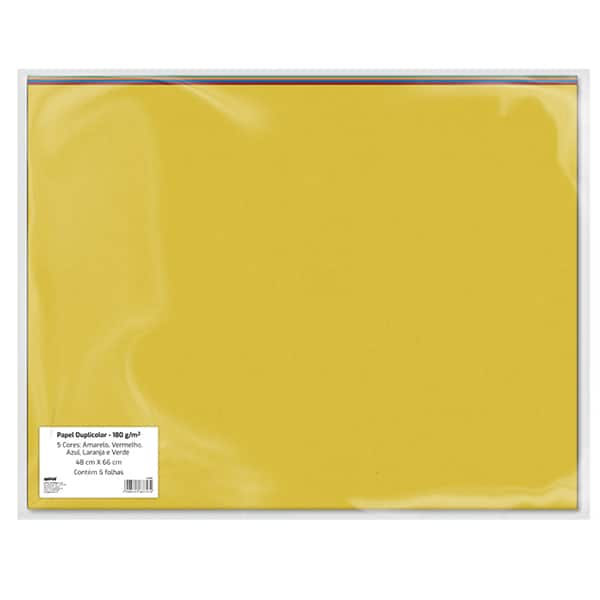 Papel duplicolor 48cm x 66cm, 180g, 5 cores, 2537574 , Spiral - PT 5 UN