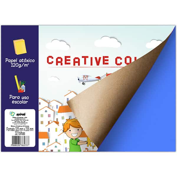 Bloco Criativo Creative Colors - Papel Colorido 120g 325x235mm com 8 cores Spiral - PT 32 FL