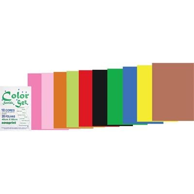 Papel color set 110gr 48x66cm c/10 cores sortidas Novaprint PT 20 FL