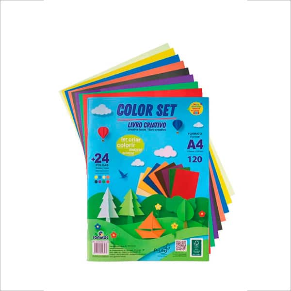 Bloco Criativo 120g com 8 cores sortidas, Formato: A4 210x297mm, 005657RL, Romitec - PT 24 FL