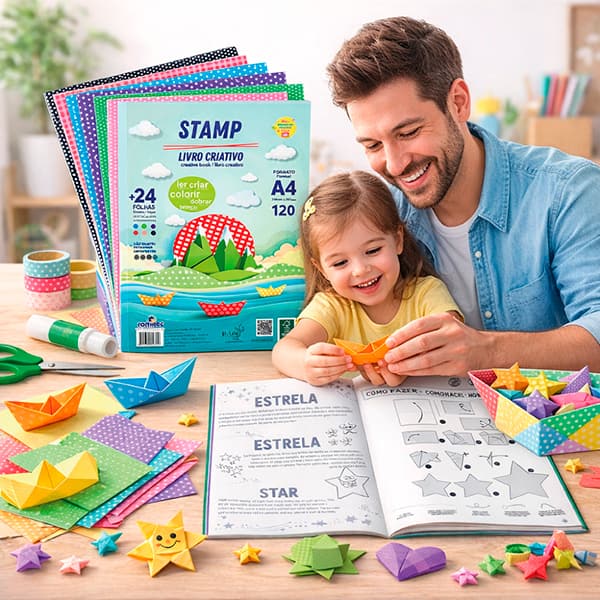 Bloco Criativo Stamp, 120g, 210 x 297mm , com 6 cores sortidas, 005655RL, Romitec - PC 1 UN