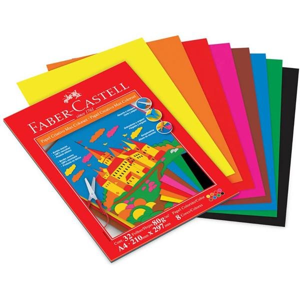 Bloco Criativo Colorset, 80gramas, 210x297mm, com 8 cores, Faber-Castell - PT 32 FL