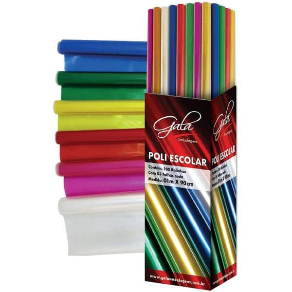 Papel polipropileno 90x100 rolo com 3 Folhas (Cores sortidas) Gala - 6154 PT 1 RL