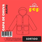 Capa para chuva adulto, pop, Cores sortidas, PP0118, Proteja-se - PT 1 UN