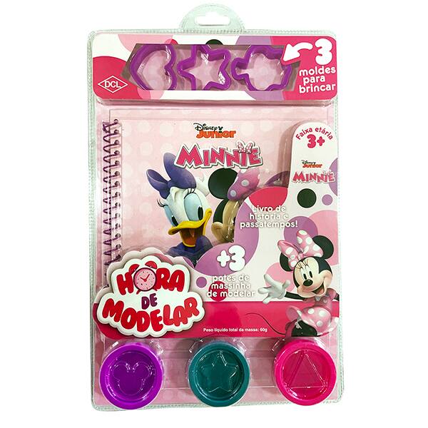 Livro Infantil Minnie Disney, com 3 Potes de Massinha, DCL - PT 1 UN