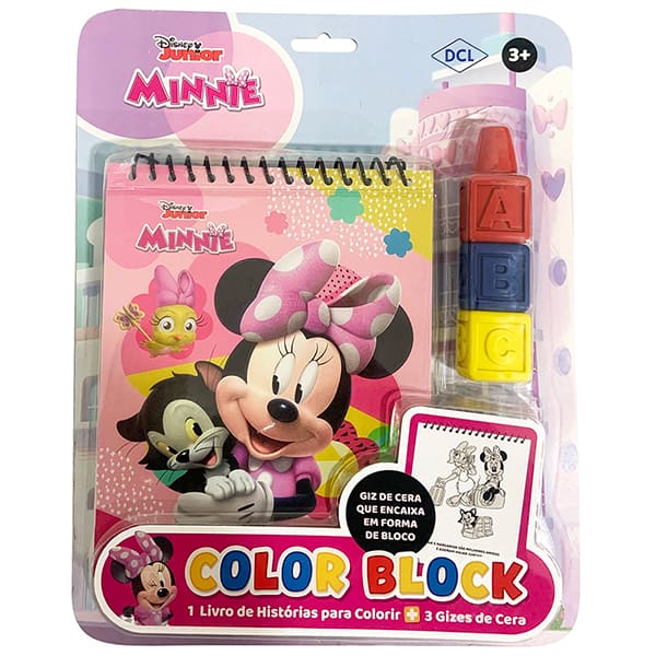 Livro para Colorir Infantil Minnie Disney, com 3 gizes de Cera, DCL - PT 1 UN