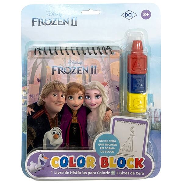 Livro para Colorir Infantil Frozen II, com 3 gizes de Cera, DCL - PT 1 UN