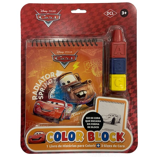 Livro para Colorir Infantil Carros, com 3 gizes de Cera, DCL - PT 1 UN