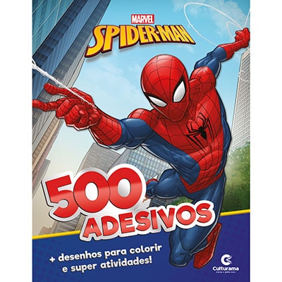 Livro para colorir infantil com 500 adesivos Homem Aranha Spiderman Marvel 270001 Culturama PT 1 UN