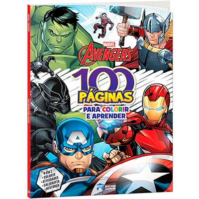 Livro para colorir infantil c/ 100 páginas Avengers Bicho Esperto PT 1 UN