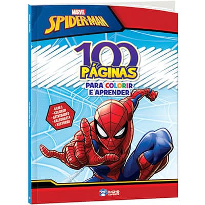 Livro para colorir infantil c/ 100 páginas Homem Aranha Spiderman Marvel Bicho Esperto PT 1 UN