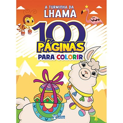 Livro para colorir infantil com 100 página, Lhama, Bicho Esperto - PT 1 UN