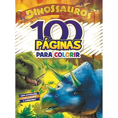 Livro para colorir infantil com 100 páginas, Dinossauro, Bicho Esperto - PT 1 UN