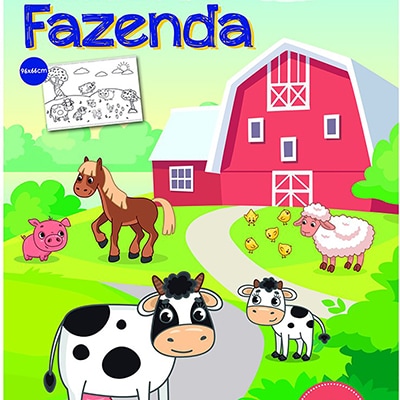 Livro tapete 99x66 Animais da Fazenda Ciranda Cultural PT 1 UN