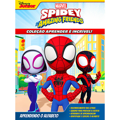 Livro infantil de atividades alfabeto Spidey Bicho Esperto PT 1 UN