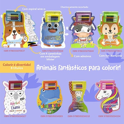 Livro para colorir infantil com canetinha, Animais de Estimação, Happy Books - PT 1 UN