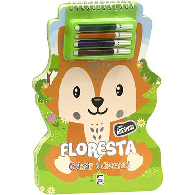 Livro para colorir infantil com canetinha, Animais da Floresta, Happy Books - PT 1 UN