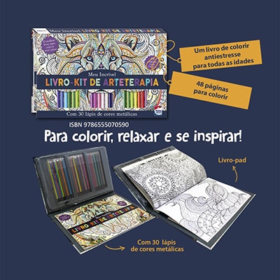 Livro para colorir, Kit de Arteterapia, 307866, Happy Books - PT 1 UN