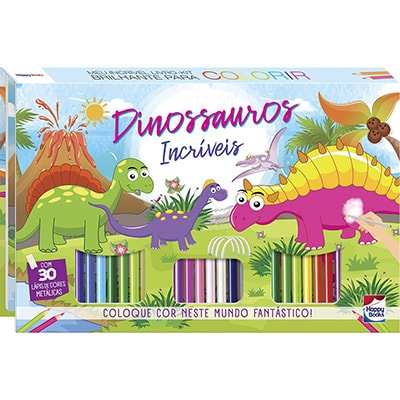 Livro para colorir, Kit brilhante Dinossauros, 307858, Happy Books - PT 1 UN