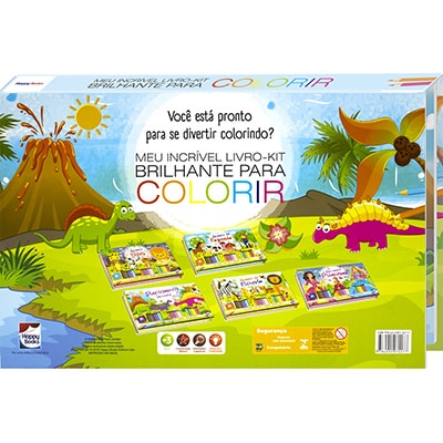 Livro para colorir, Kit brilhante Dinossauros, 307858, Happy Books - PT 1 UN