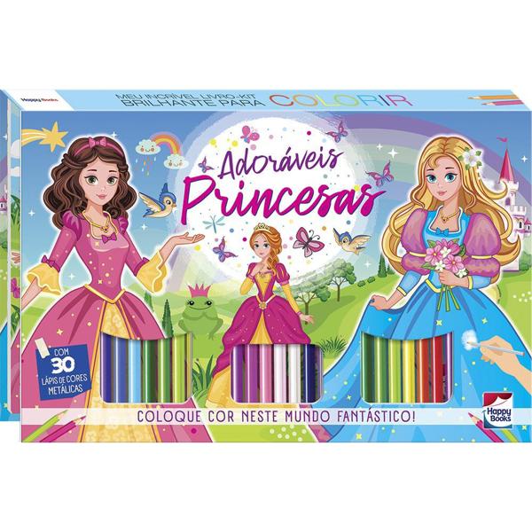 Livro Para Colorir, Kit Brilhante Disney Princesas, 307815, Happy Books - PT 1 UN