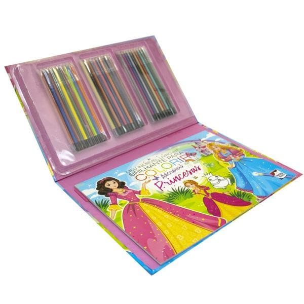 Livro Para Colorir, Kit Brilhante Disney Princesas, 307815, Happy Books - PT 1 UN