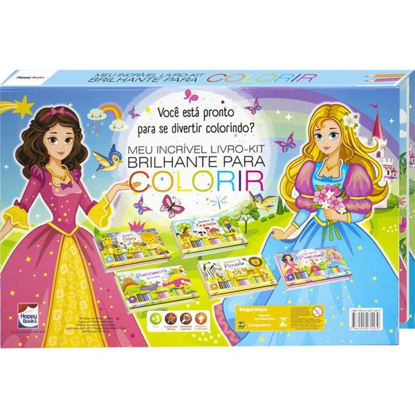 Livro Para Colorir, Kit Brilhante Disney Princesas, 307815, Happy Books - PT 1 UN