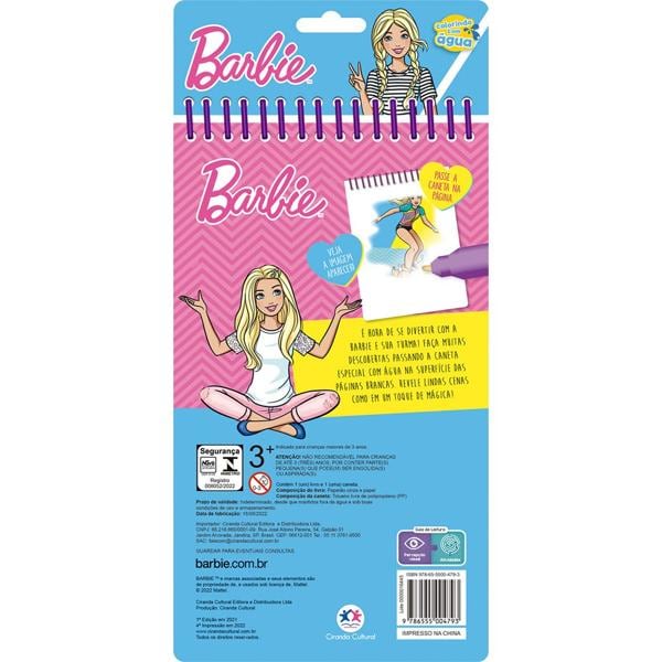 Livro para colorir infantil Aquabook, Barbie, Ciranda Cultural - PT 1 UN