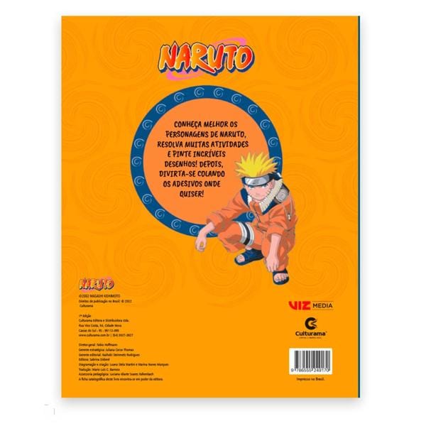 Livro para colorir infantil, com 500 adesivos, Naruto, Culturama - PT 1 UN