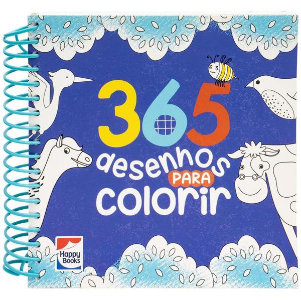 Livro para colorir infantil, 365 desenhos, Azul, 310220, Happy Books - PT 1 UN