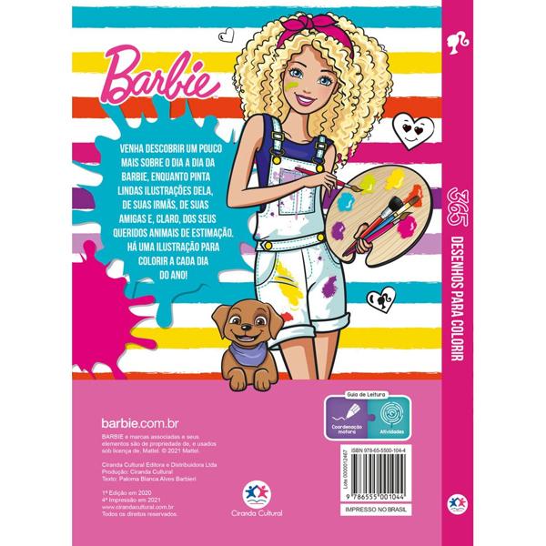 Livro para colorir infantil, 365 desenhos Barbie, Ciranda Cultural - PT 1 UN